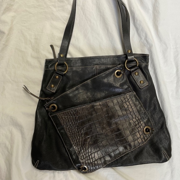 Black Leather Tote by Arnold Churgin - Picture 1 of 13
